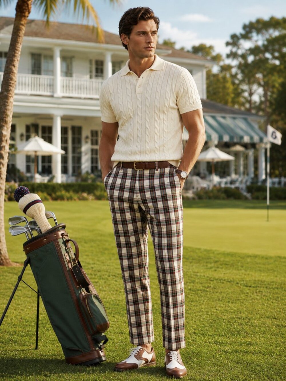 Paul Fredrick Plaid Golf Pants Men’s Preppy Country Club Trousers Summer Size 48 - Picture 1 of 6